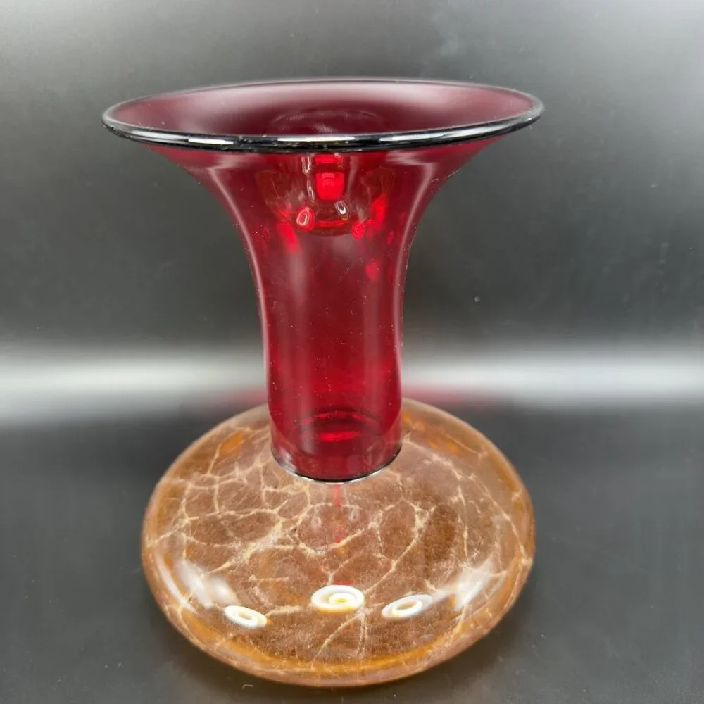 2003 K Piper Hand Blown Studio Art Glass‎ Vase Vessel Marbling Pattern Hand Made